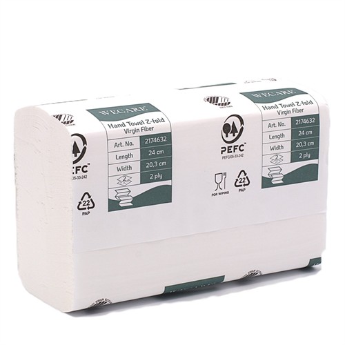 Pappershandduk WeCare Z-vikt 2-lag Vit 198 st.