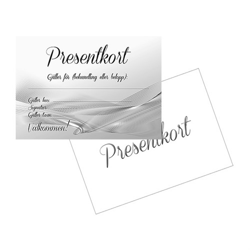 Presentkort silvergrå med kuvert, 10 st