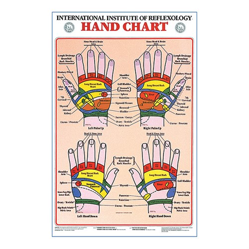 Reflexologiplansch Hand plastlaminerad