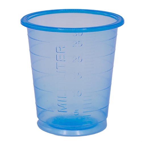 Medicinbägare smal blå 30 ml, 80 st