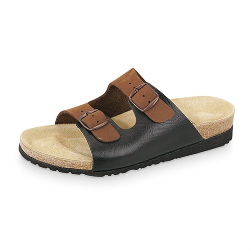 Herrpantolett brun/svart 2-rem