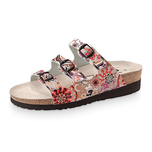 Orangemönstrad pantolett 3-rem