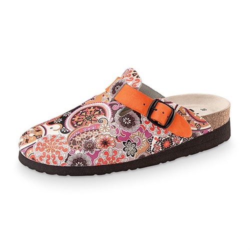 Orangemönstrad clog