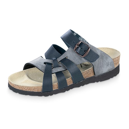 Flätad pantolett jeans/marin