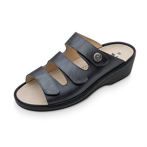 Pantolett grå 3-rem, utbytbar sula